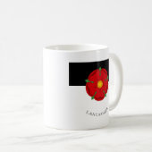 ランカシャー州旗マグカップ – バラ、石炭、綿 コーヒーマグカップ (正面右)