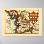 ランカシャー郡イングランド古古古美術家の地図 ポスター (正面)