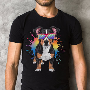 ランカシールヘラーとサングラスカラフルデザイン Tシャツ