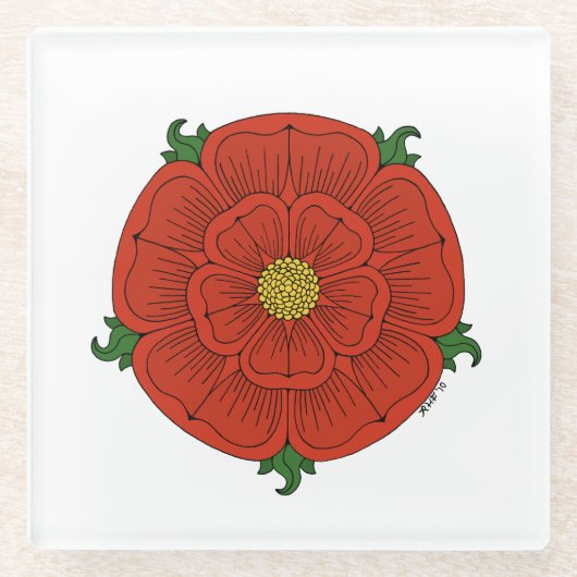 ランカスターのレッドローズ ガラスコースター (正面)