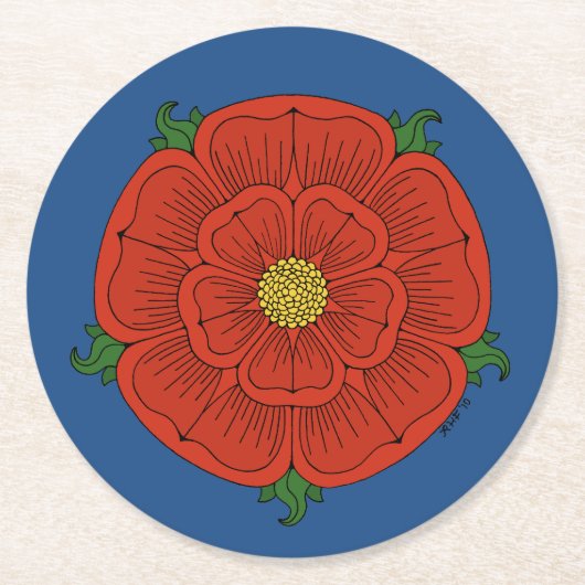 ランカスターのレッドローズ ラウンドペーパーコースター (正面)