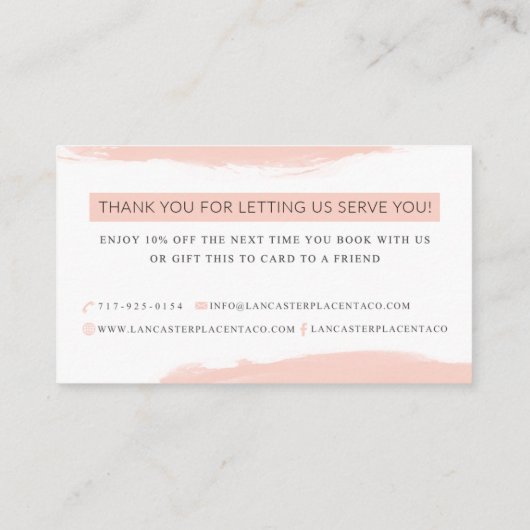 ランカスターの胎盤は感謝していしています 名刺 (裏面)