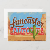ランカスターカリフォルニアカートゥーンデザートヴィンテージトラベル ポストカード (正面/裏面)