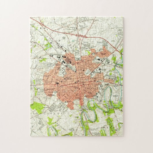 ランカスターペンシルバニア(1956年)のヴィンテージの地図 ジグソーパズル (縦)