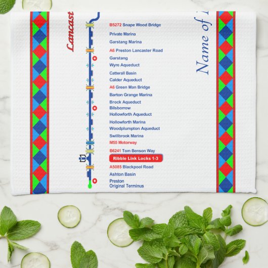 ランカスター運河のイギリスの内国水路ルートの赤 キッチンタオル (折り畳み)