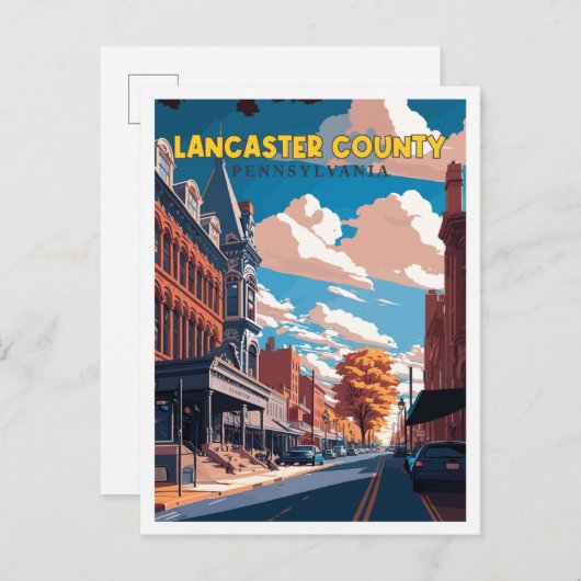 ランカスター郡ペンシルバニアUSAヴィンテージ旅行 ポストカード (正面/裏面)