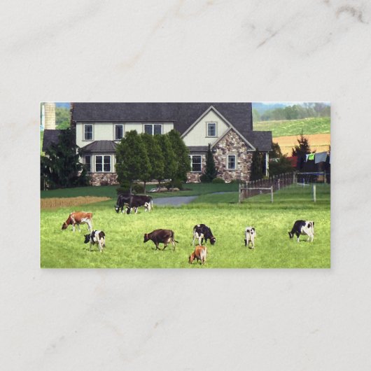 ランカスターPA – 牧草地に牛がいるファミリーファーム 名刺 (裏面)