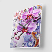 ランカラフルス開花 スクエア壁時計 (傾斜)