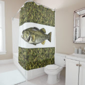 ランカーラルゲムースベース魚釣りグリーン迷彩柄 シャワーカーテン (インサイチュ)