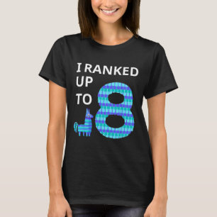 ランクアップして8歳の誕生日 ビデオゲーム ラマ ピニャータ 誕生日 Tシャツ