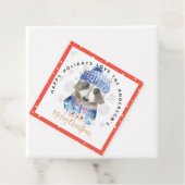 ランクーンクリスマスウォーターカラーブルー赤かわいいギフト フェイバータグ (インサイチュ)