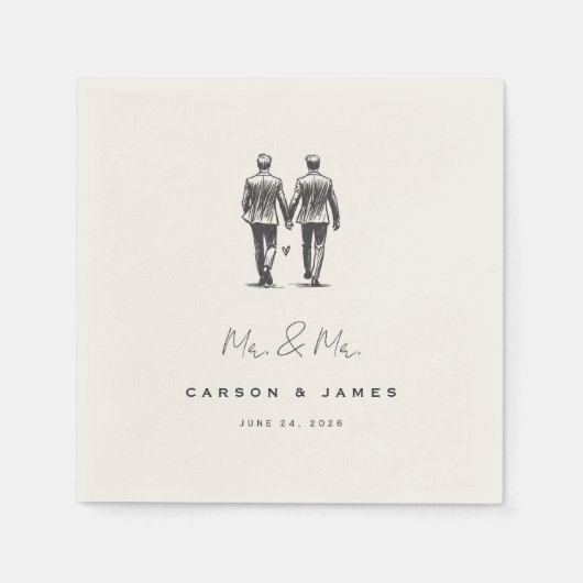 ラングリー氏&ミスター結婚ズ スタンダードカクテルナプキン (正面)