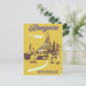 ラングーンミャンマーヴィンテージ旅行ポスター ポストカード (スタンド正面)