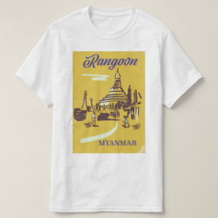 ラングーン·ミャンマーのビンテージ旅行ポスター Tシャツ