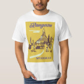 ラングーン ミャンマー ヴィンテージ 旅行 ポスター Tシャツ (正面)