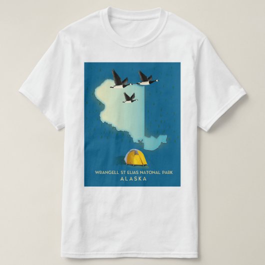 ランゲル・セントイライアス アラスカ地図 Tシャツ (デザイン正面)