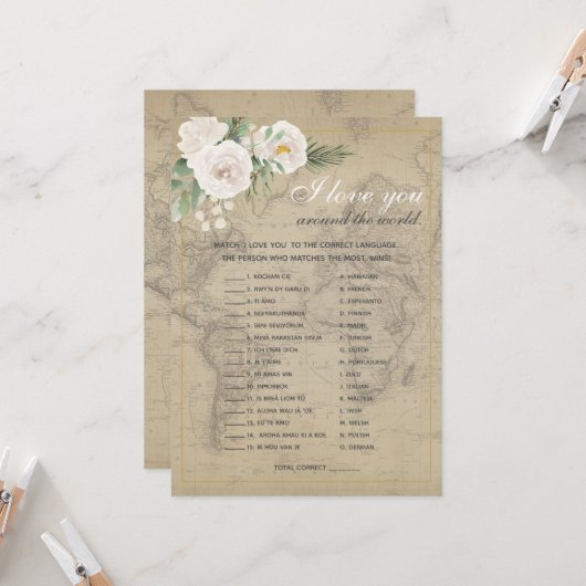 ランゲージトラベルテーマブライダルシャワー 招待状 (正面/裏面インサイチュ)