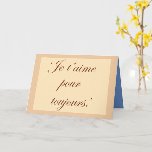 ランゲージライトピンクフランスので永遠に愛する カード (黄色い花)