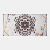 ランゴリフローラアートピンクとグレー落ち着き調和 デスクマット (正面)