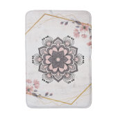 ランゴリフローラアートピンクとグレー落ち着き調和 バスマット (正面縦)