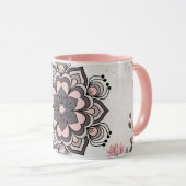 ランゴリフローラアートピンクとグレー落ち着き調和 マグカップ (正面右)