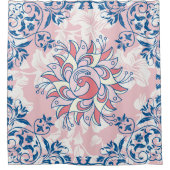 ランゴリ春の花、ピンクブライトライフ シャワーカーテン (正面)