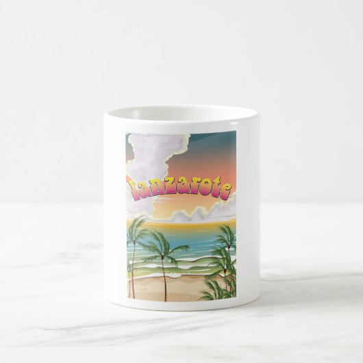 ランサローテ島のビーチ旅行ポスター コーヒーマグカップ (中央)