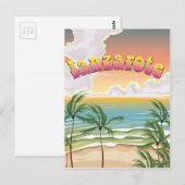 ランサローテ島のビーチ旅行ポスター ポストカード (正面/裏面)
