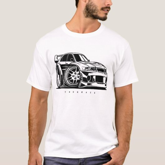 ランサーエボリューションVIエボ漫画アートカーマニア Tシャツ (正面)