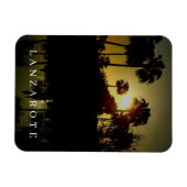 ランザロートパームズツリーズアットサンセット冷蔵庫用マグネット マグネット (横)