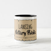 ランシング公証書上巻き羽毛羽クイル ツートーンマグカップ (中央)