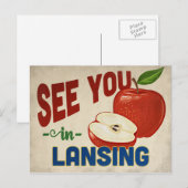 ランシング ミシガン リンゴ - ヴィンテージ トラベル ポストカード (正面/裏面)