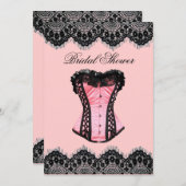 ランジェリガーリーーパーティーヴィンテージセットブライダルシャワー 招待状 (正面/裏面)