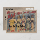 ランジェリフランスのーブライダルシャワーテーマ日付の保存 案内ポストカード (正面/裏面)