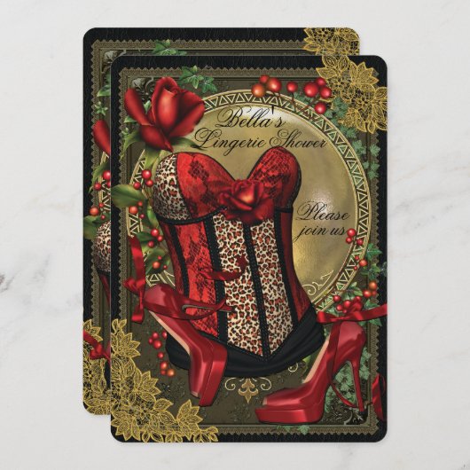 ランジェリーとバチェロレッテシャワー招待状 招待状 (正面/裏面)