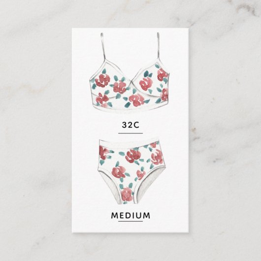 ランジェリーのサイズの挿入物カード エンクロージャーカード (正面)