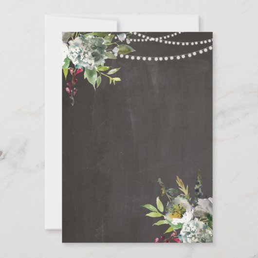 ランジェリーのシャワーのかわいらしい花の花嫁のチョークの招待 招待状 (裏面)