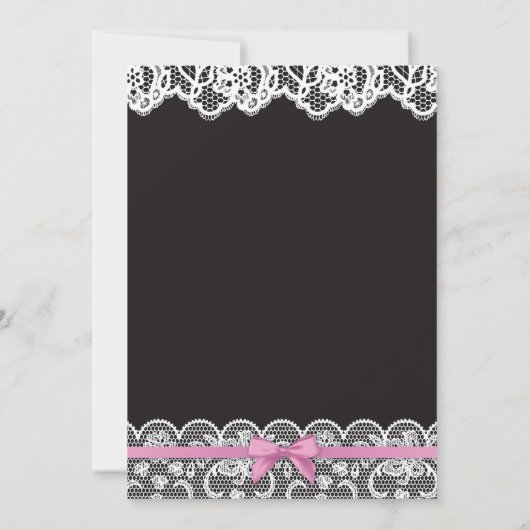 ランジェリーのシャワーのピンクの黒のレースの弓招待状 招待状 (裏面)