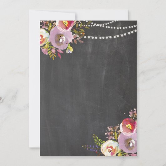 ランジェリーのシャワーのブライダルパーティのチョークの花の招待 招待状 (裏面)