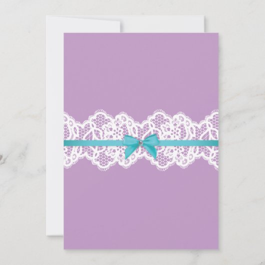 ランジェリーのシャワーのブライダルパーティのレースのピンクの弓招待 招待状 (裏面)