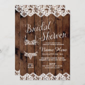 ランジェリーのシャワーのブライダルパーティの木製の弓レースの招待 招待状 (正面/裏面)