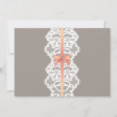 ランジェリーのシャワーの招待の珊瑚のブライダルパーティのレース 招待状 (裏面)