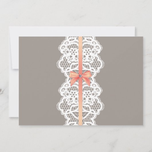 ランジェリーのシャワーの招待の珊瑚のブライダルパーティのレース 招待状 (裏面)