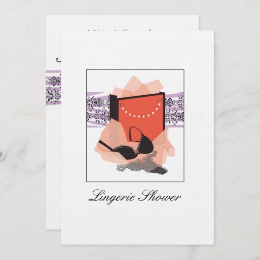 ランジェリーのシャワーの招待状 招待状 (正面/裏面)