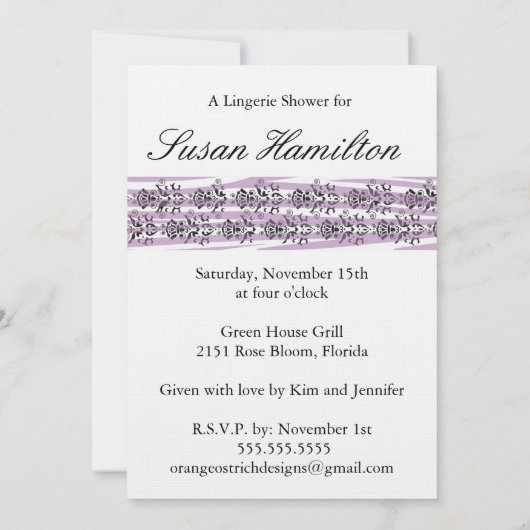ランジェリーのシャワーの招待状 招待状 (裏面)