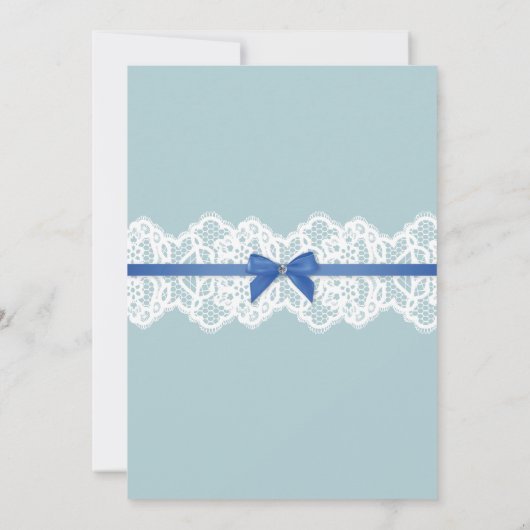 ランジェリーのシャワーの花嫁の銀製の青いグリッターの招待 招待状 (裏面)