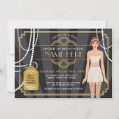 ランジェリーのシャワーの20年代の花嫁の真珠のブルネットの招待 招待状 (正面)