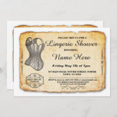ランジェリーのブライダルシャワーのパーティーのヴィンテージのコルセットの招待 招待状 (正面/裏面)
