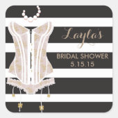 ランジェリーのブライダルシャワーの好意のラベル スクエアシール (正面)