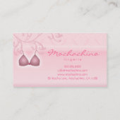 ランジェリーの名刺のダマスク織のブラのピンク 名刺 (裏面)